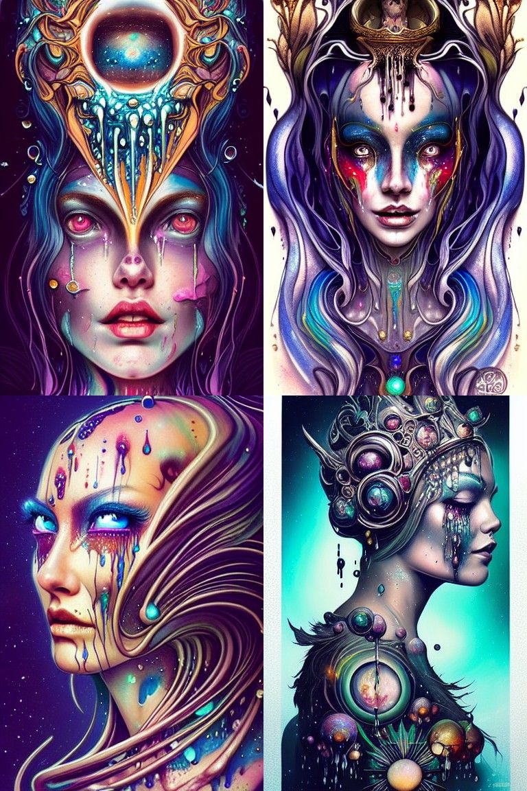 Cosmic Queen: Melting Porcelain Sci-Fi Concept Art