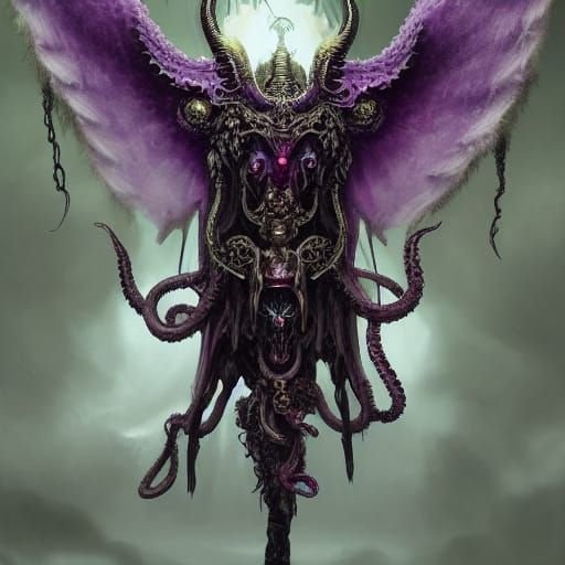 Eldritch Demonic Skeleton God in Purple Robes