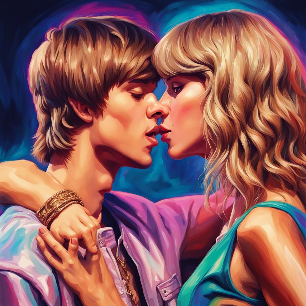 Hyperrealistic Image of Two Pop Stars Kissing