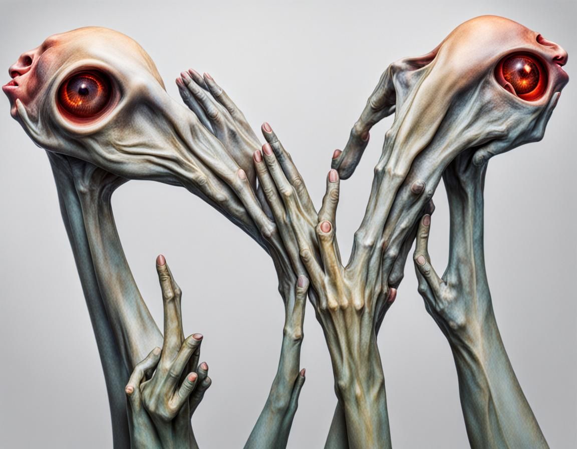 Surreal Restaurant Scene with Beautiful Aliens