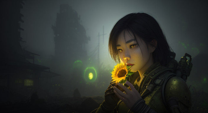 Surreal Sunflower Goddess in Hyperrealistic 3D