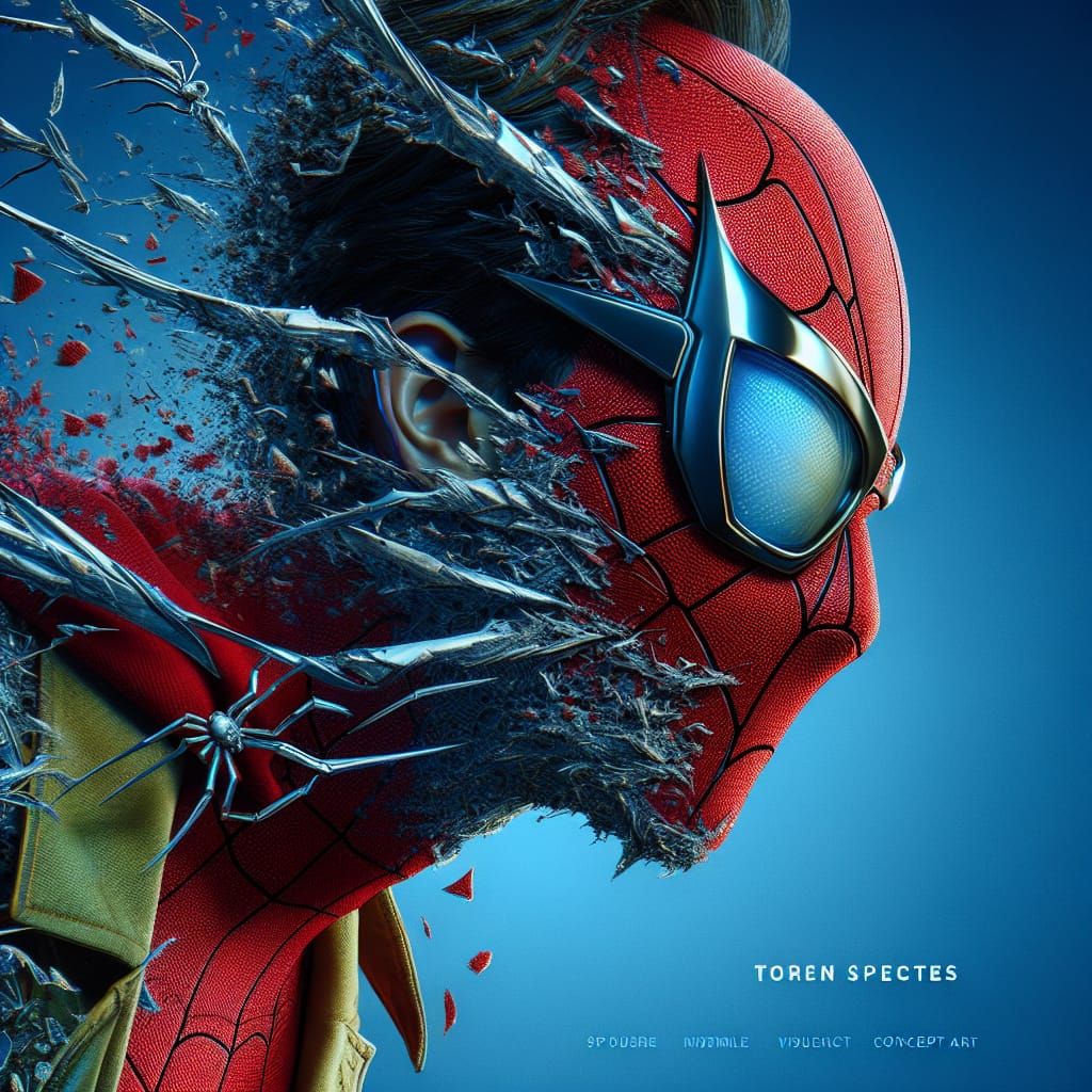 Arachnid Superhero in Torn Spectacles: Hyperrealistic Splash...