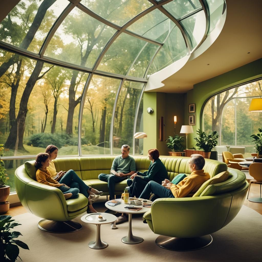 Retro-Futuristic Family Room Inspired by Atomic Age Design