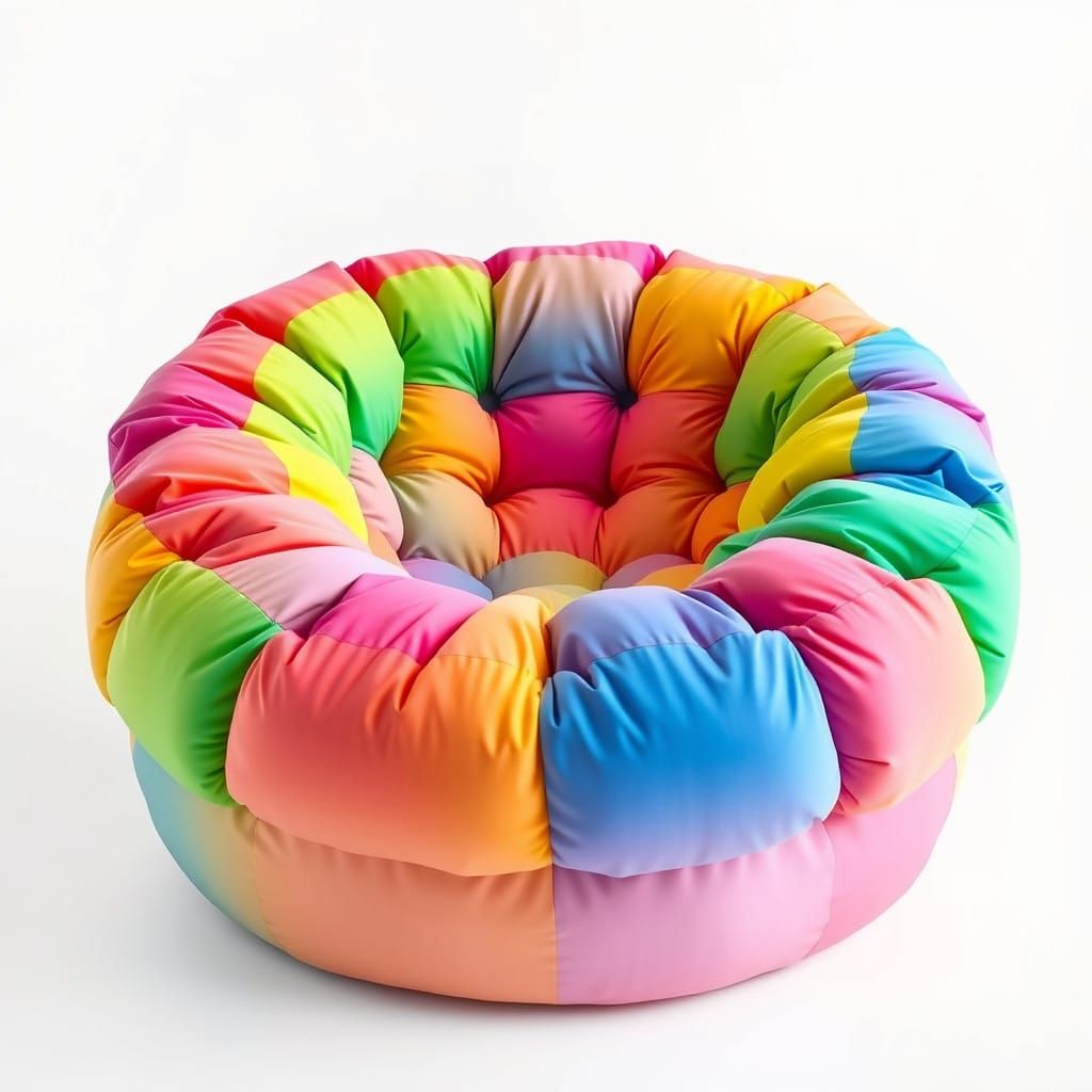 Vibrant Modular Puffy Chair in Google Style