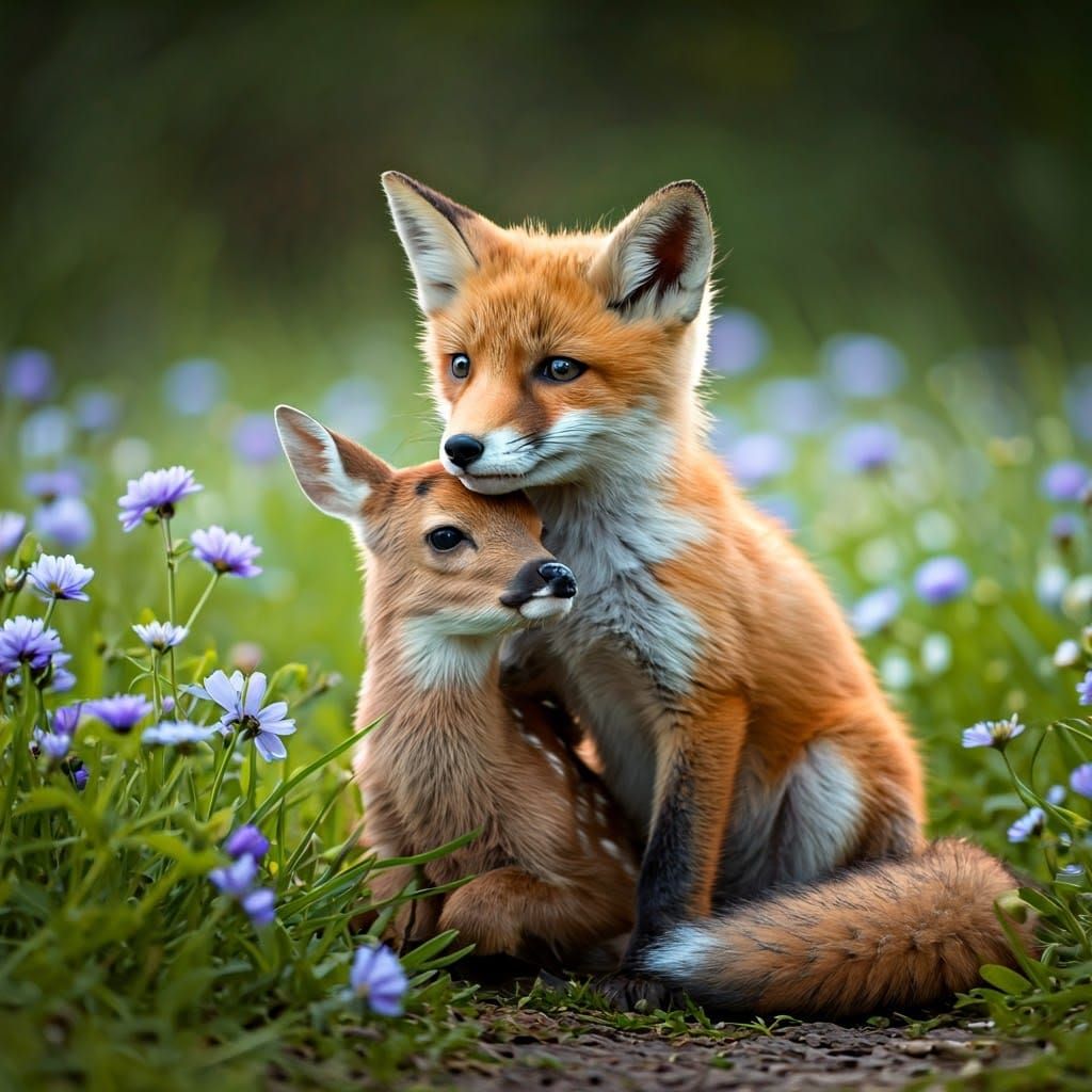 Whimsical Forest Friendship in Soft Focus