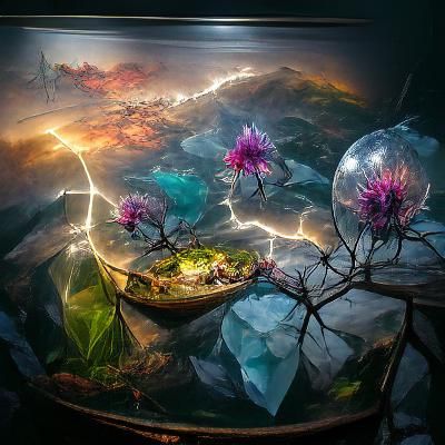 Radiant Lotus Flower Tree in Fantasy Landscape