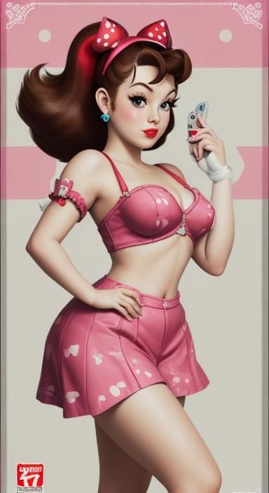 Nintendo Princess in Classic Pinup Style