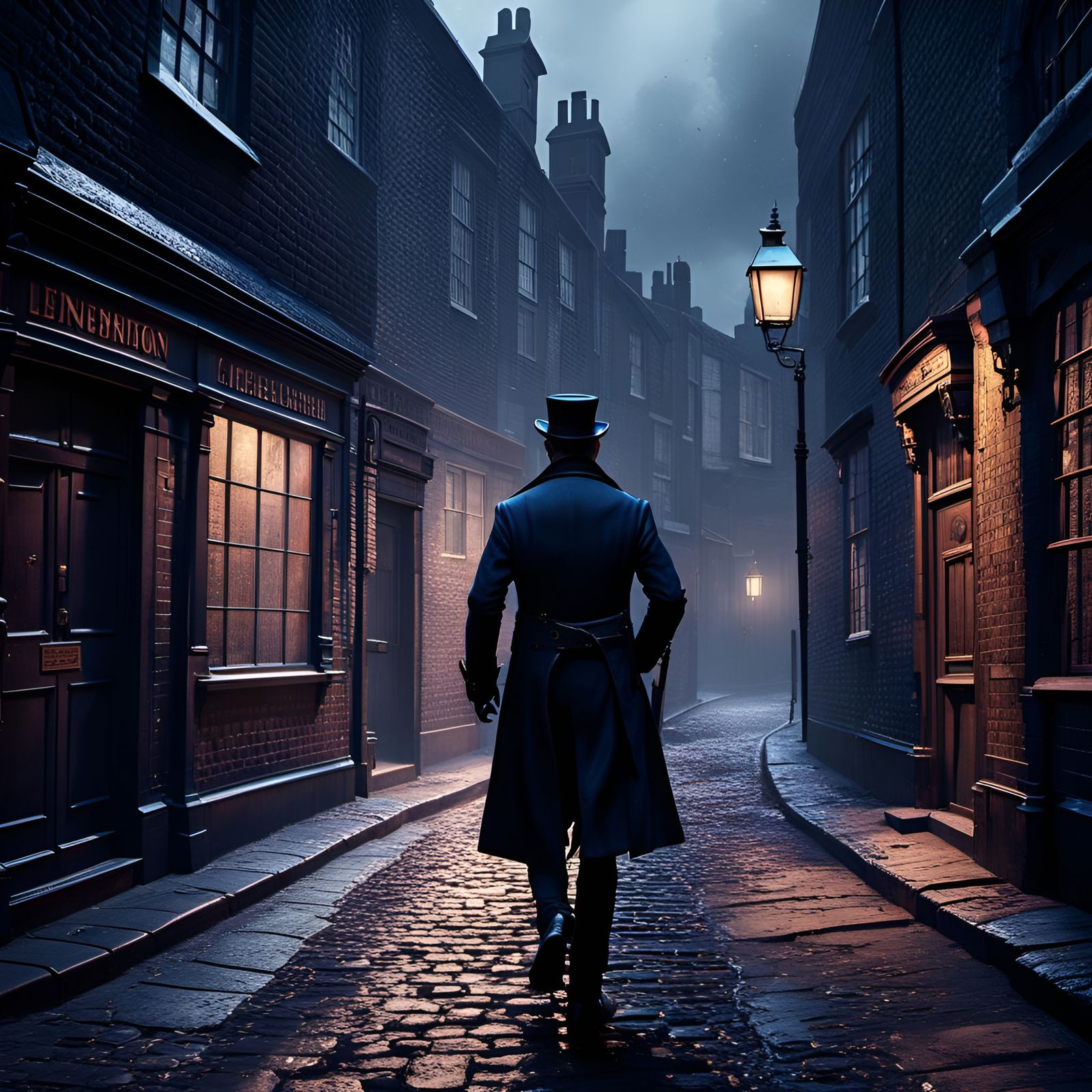 Jack the Ripper in Dark London Alley, Matte Painting
