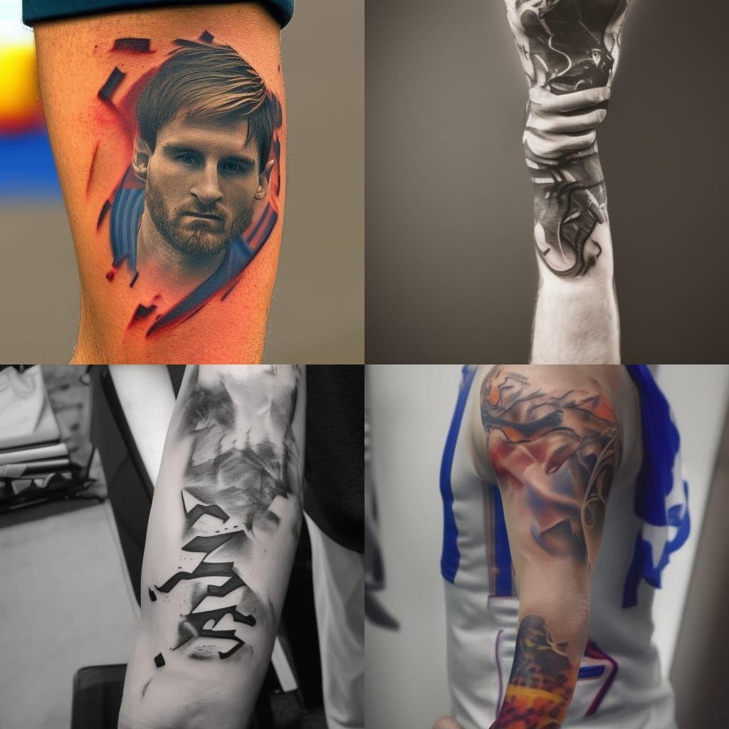 Lionel Messi Tattoo on Man's Arm