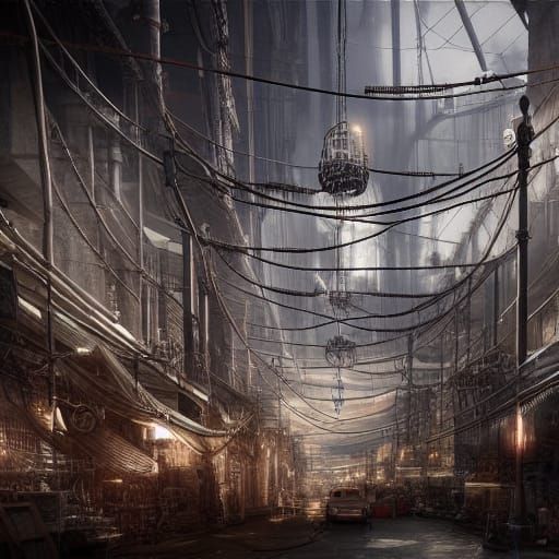 Intricate Wires and Pipes in Geiger Style