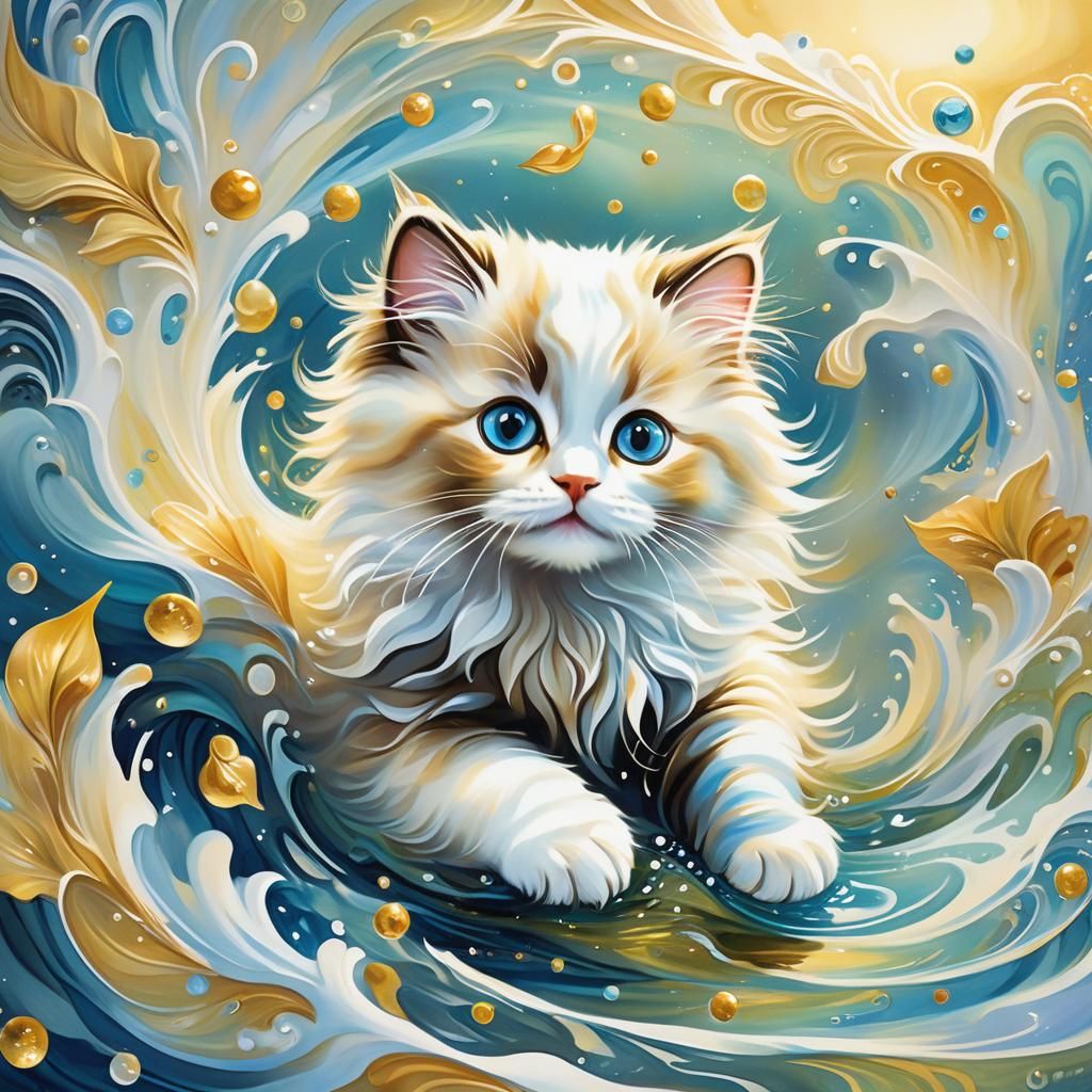 Kitten Gouache Swirls