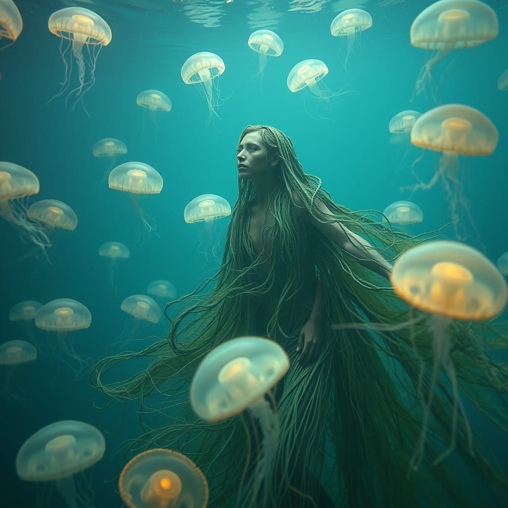 Underwater Humans in Surreal Dreamscape