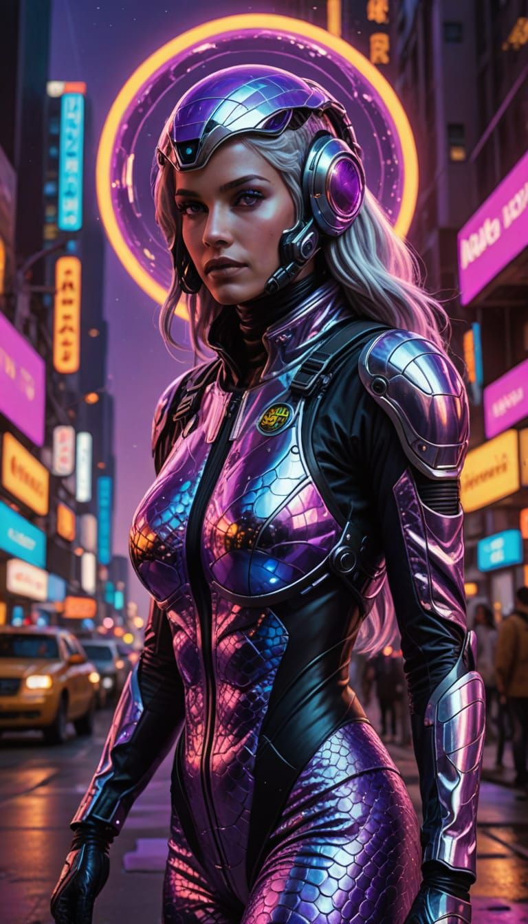 Sci-Fi Cobra Astronaut Emerges from Portal on Alien Planet