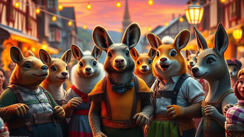 Oktoberfest Celebration with Animals in Hyperrealistic Style