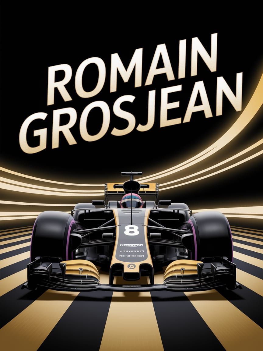 Heroic Formula 1 Driver Romain Grosjean in Retro Lotus Style