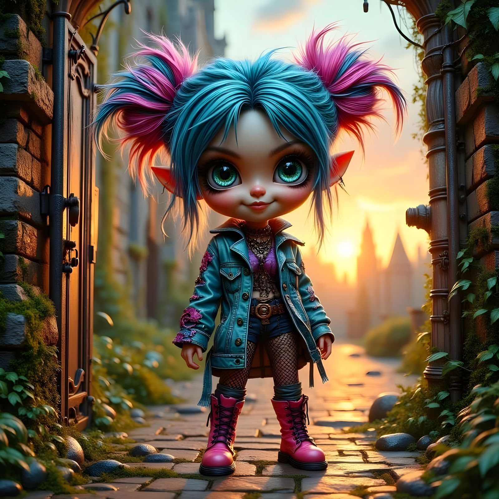 Chibi Punk Goddess in Bohemian Whimsy