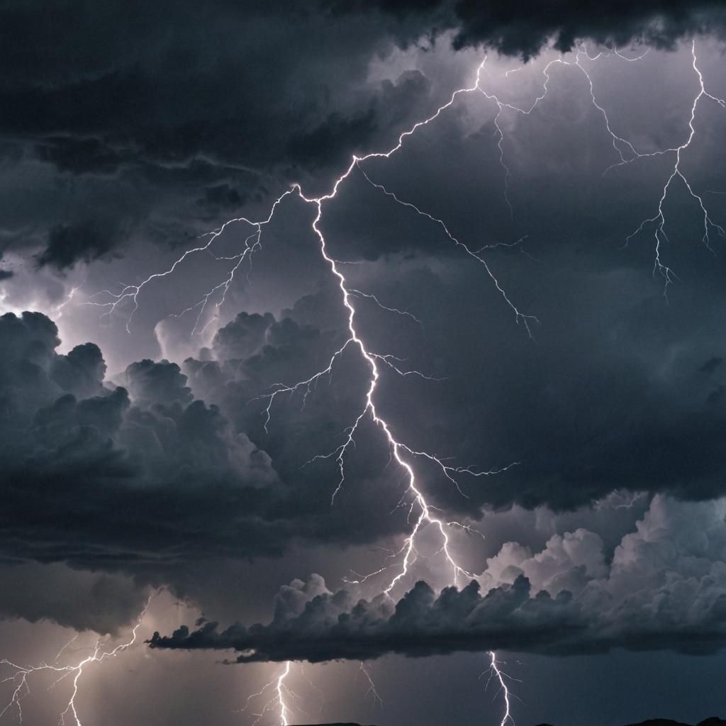 Hyperrealistic Lightning Storm with Flickering Light