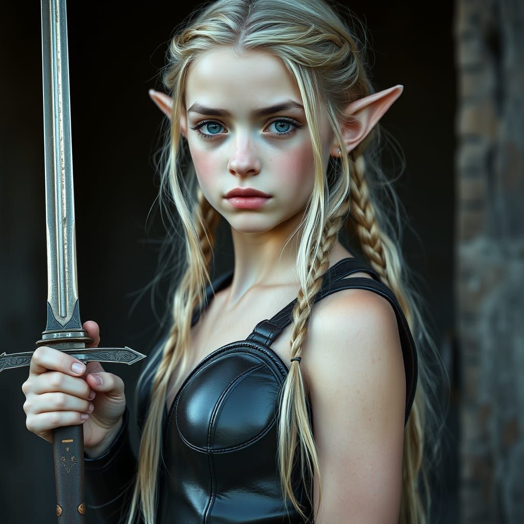 Ethereal Elven Warrior in Leather Armor