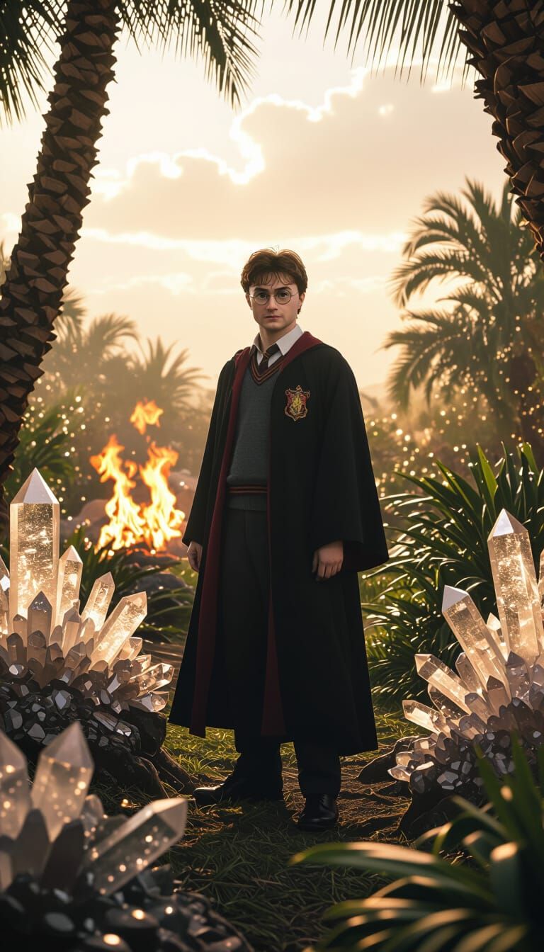 Harry Potter in Oasis with Crystalline Formations