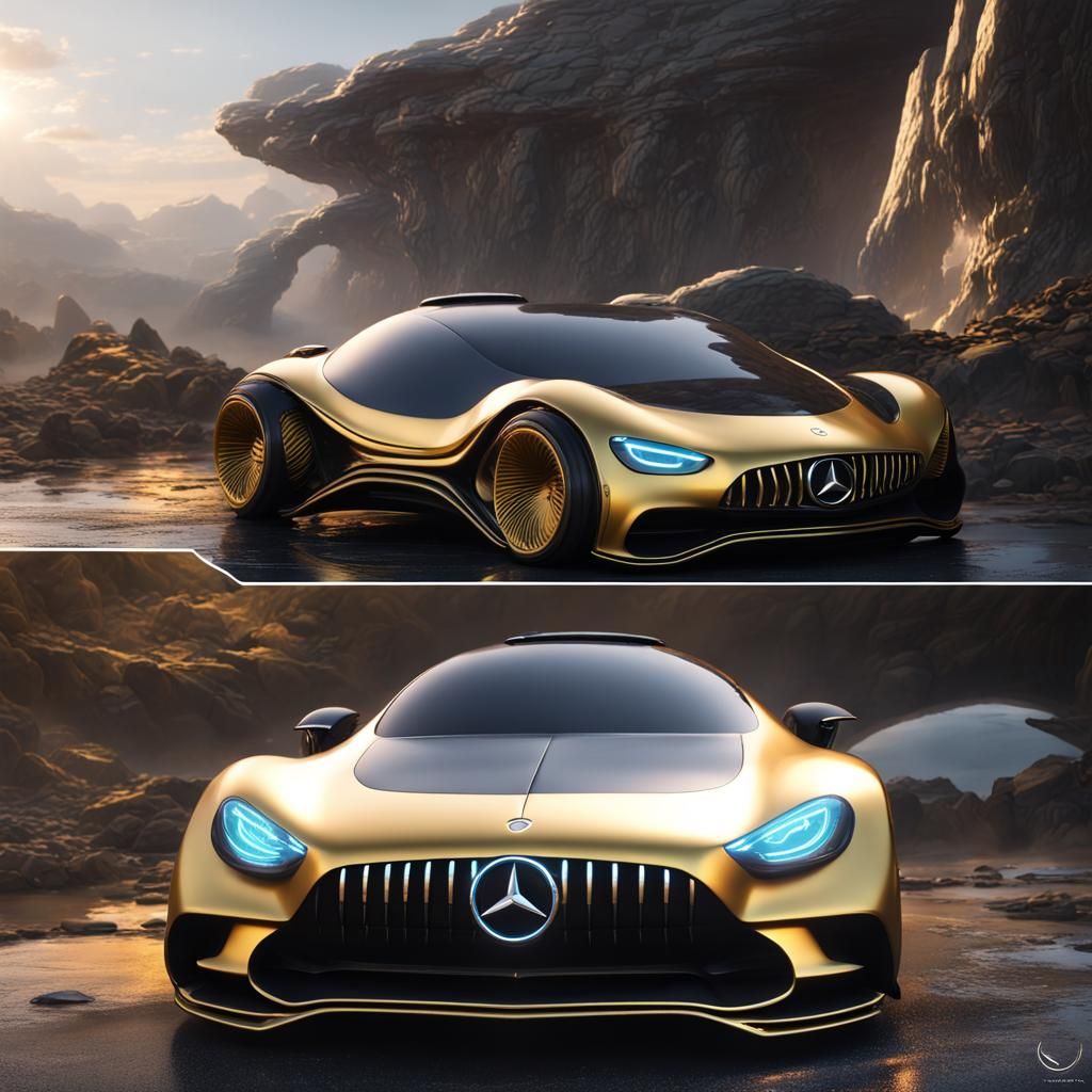 Mercedes AVTR in Gold and Black: Fantasy Concept Art