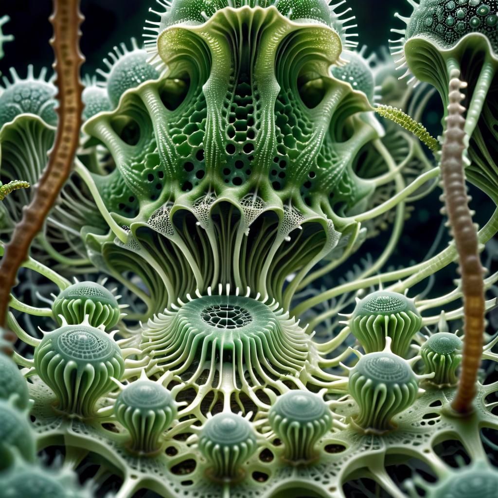 Alien Organic Computer Circuitry in Green Tones