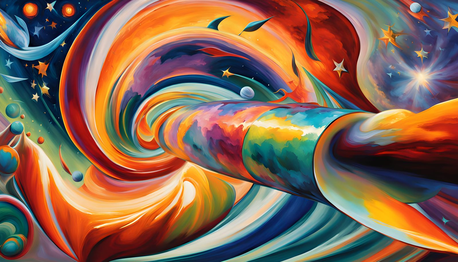 Miraculous Cosmic Vortex in Vibrant Oil Painting Style
