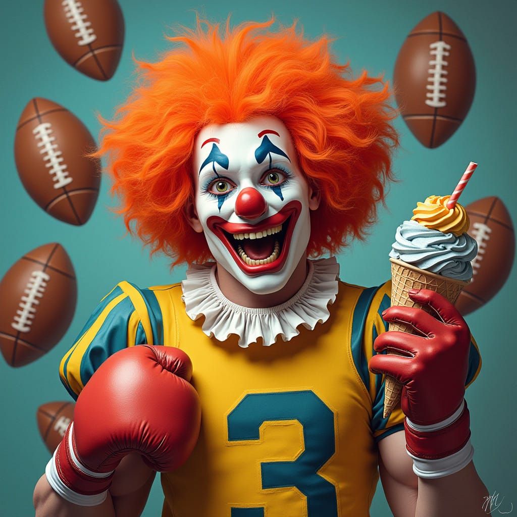 Whimsical Killer Clown Enjoys Football, Ice Cream, and Cuddl...