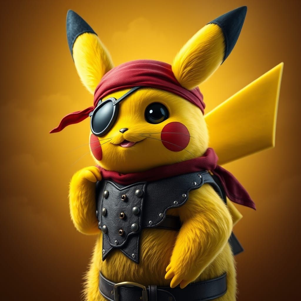 Pikachu as Pirate in High-Fantasy Digital Art