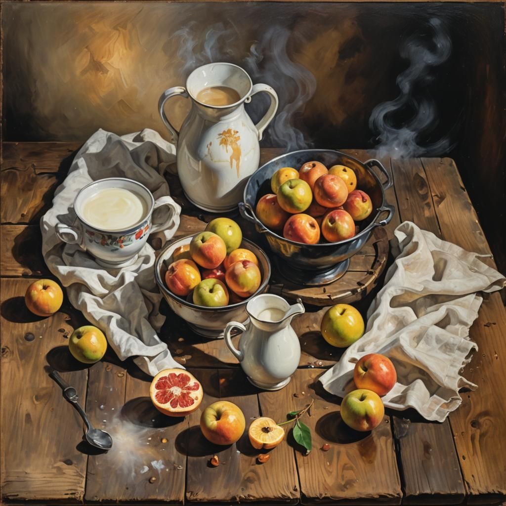 Fruit Koláč Still Life in Golden Impressionism