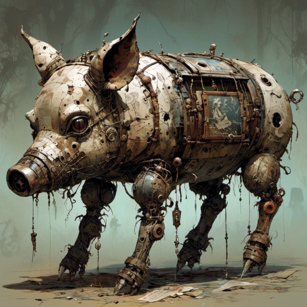 Dystopian Figures in a Surreal Landscape