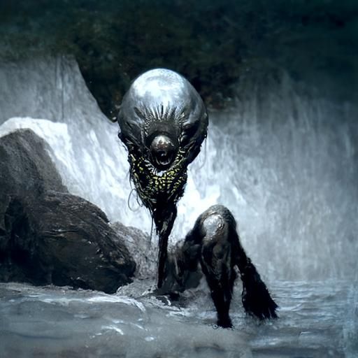 Horrific Alien Creature in Gothic Horror Style