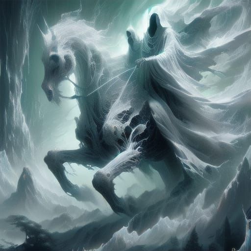 Majestic Horse Galloping Through Mystical Forest