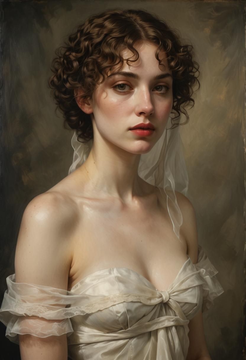 Renaissance Oil Painting of a Woman with Veil