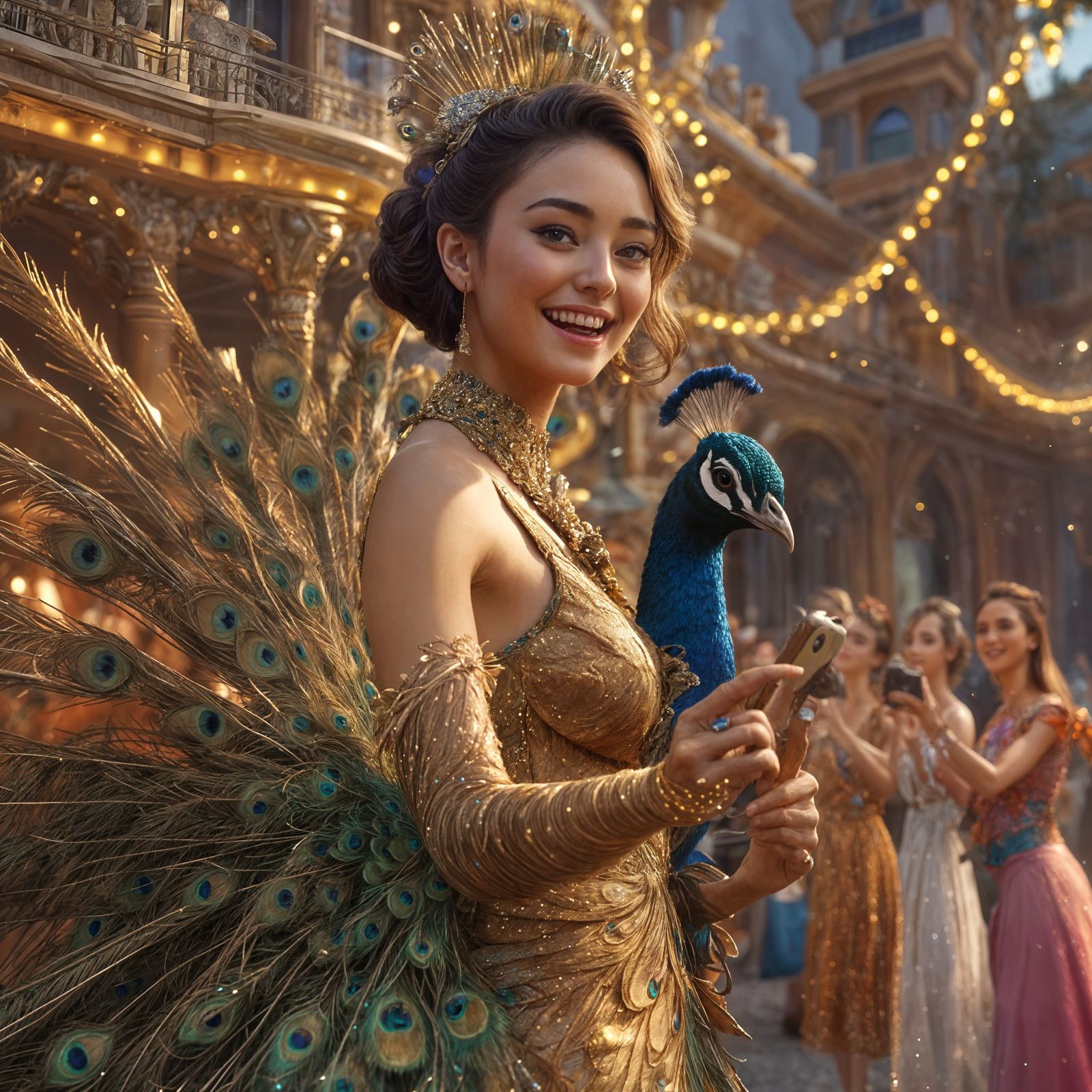 Elegant Peacock at a Glamorous Award Ceremony