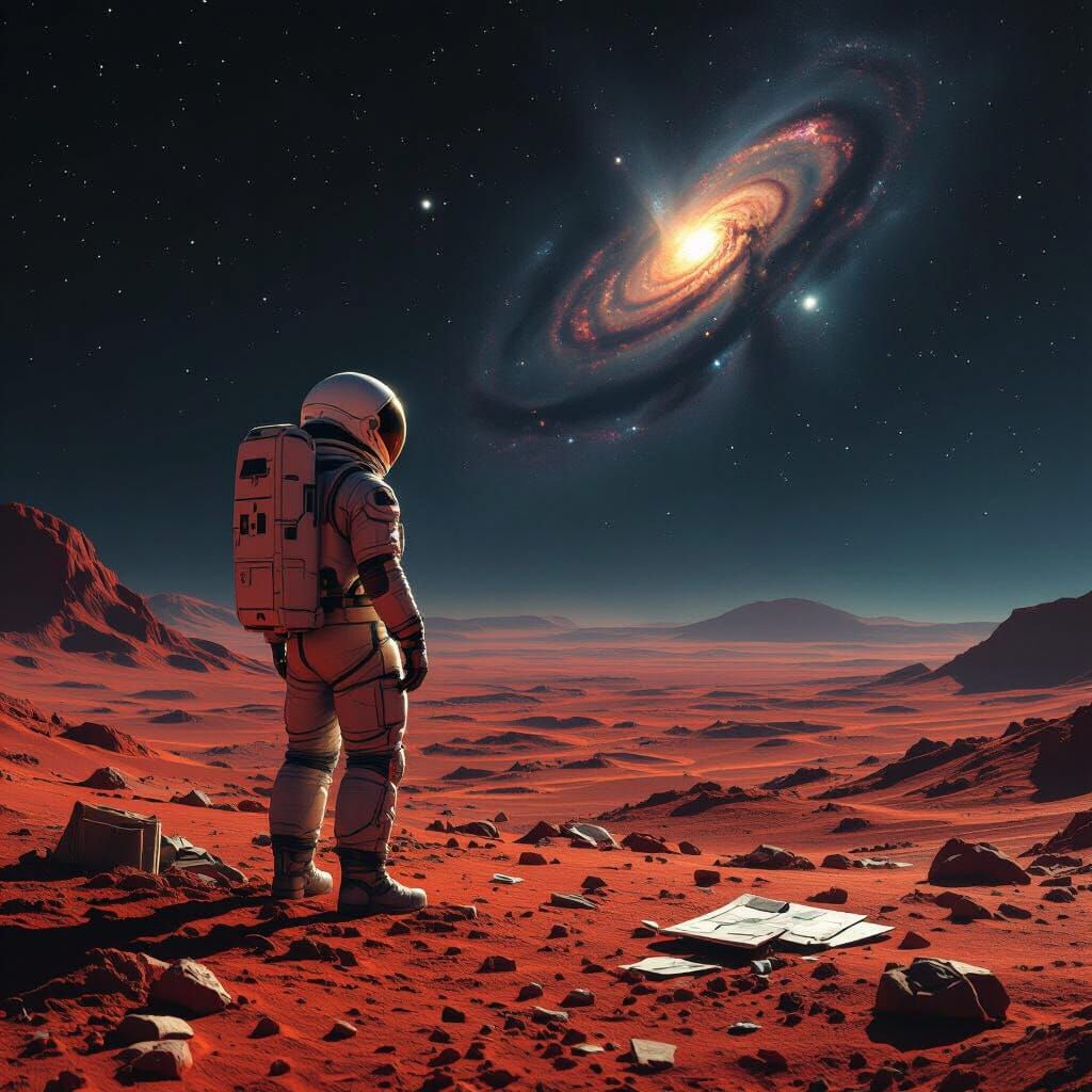 Astronaut Gazes at Alien Nebula in Cinematic Style