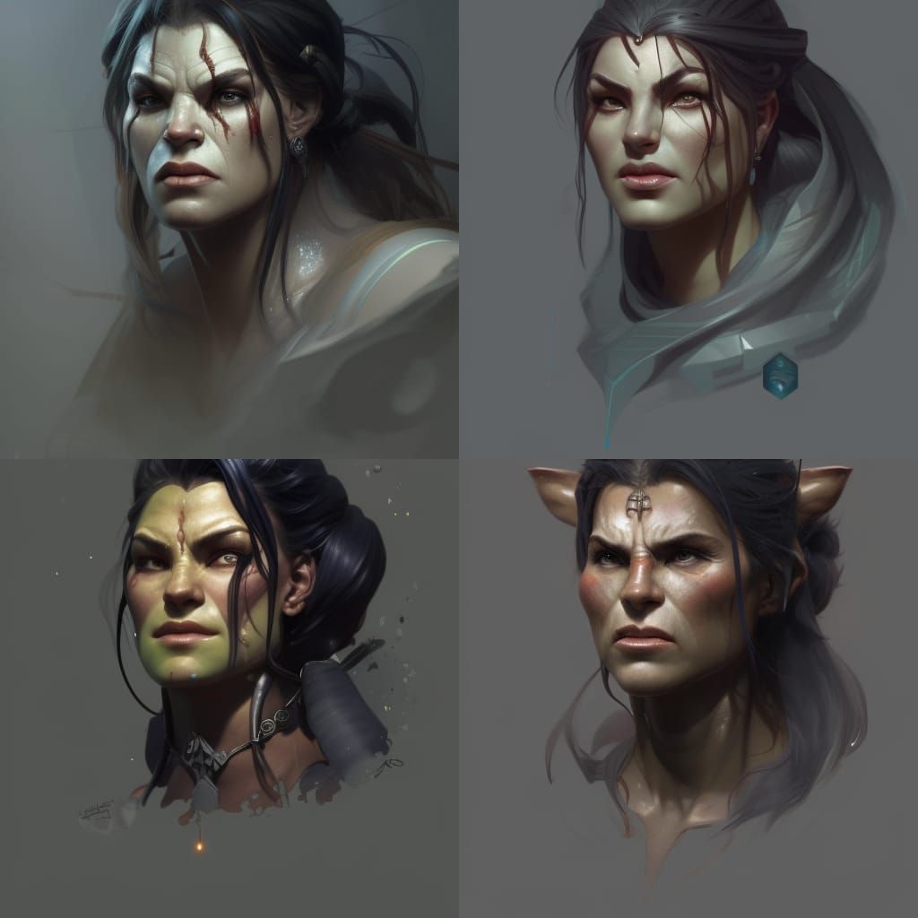 Half-Orc Holy Woman Cleric Portrait