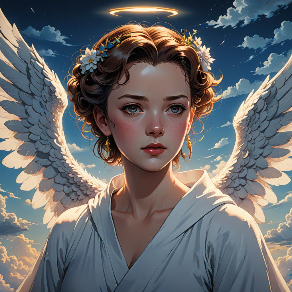 Angel Judy Garland with Heavenly Wings in Vibrant Manga Styl...