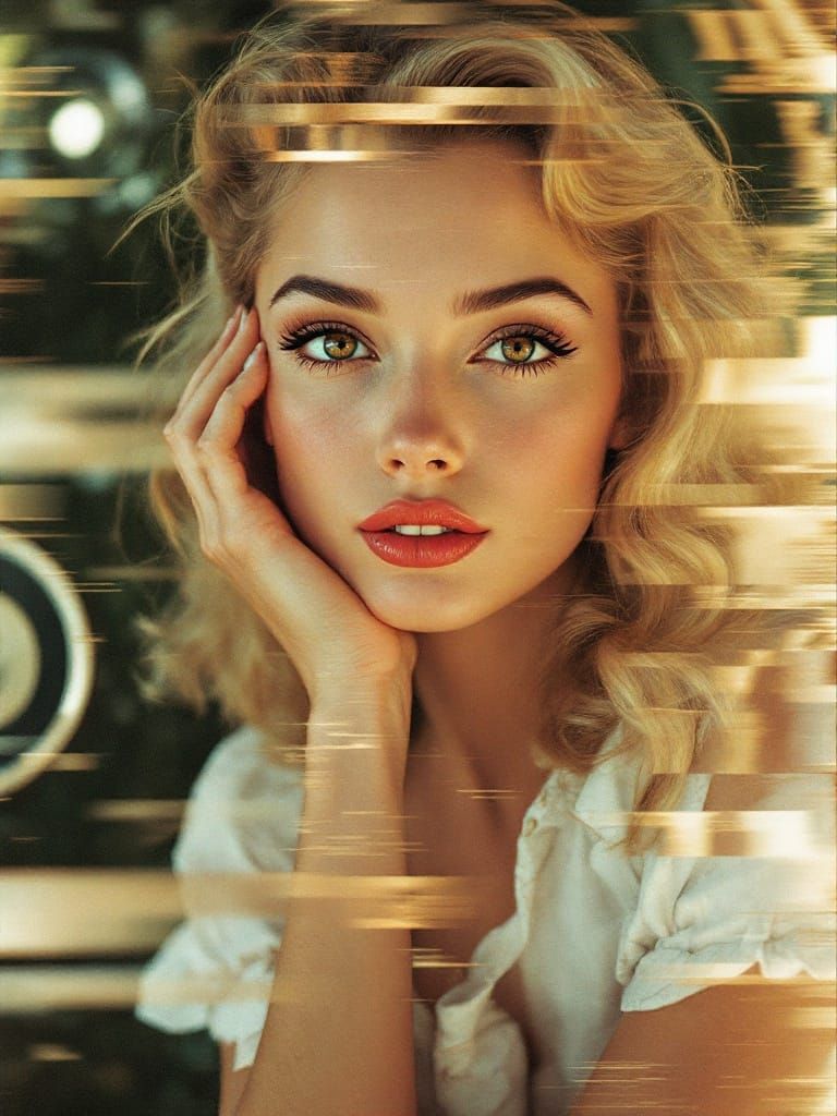 Glitch Art Pin-Up with Fragmented Typography