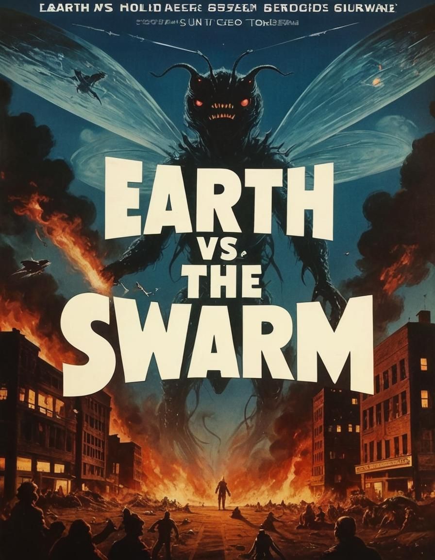 Retro Sci-Fi B-Movie Poster: Earth vs. THE SWARM