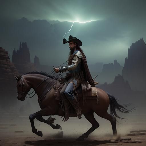 Western Outlaws in Desert Rain: Digital Matte Painting