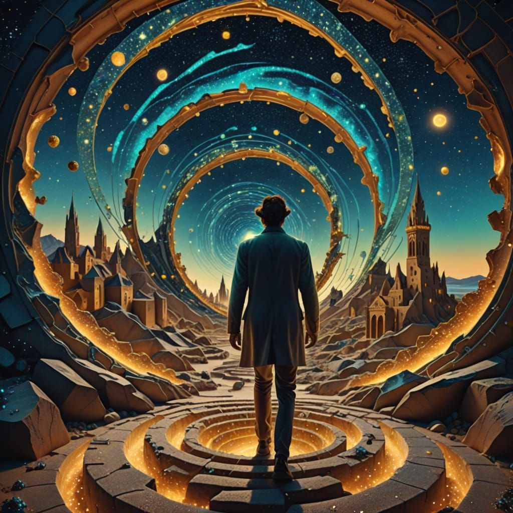 Surreal Star Portal in Salvador Dali Style