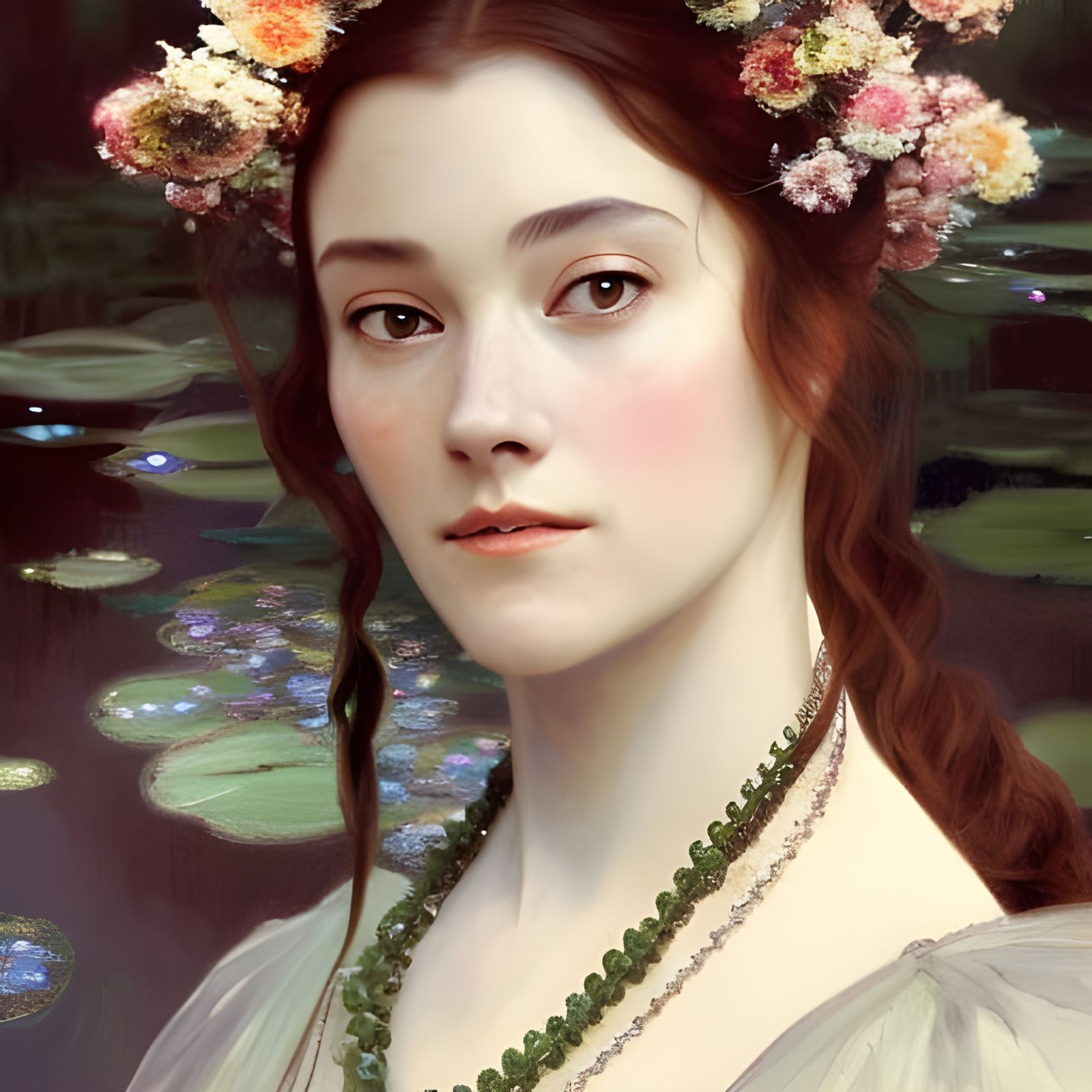 Anne Boleyn in Floral Impressionist Portrait