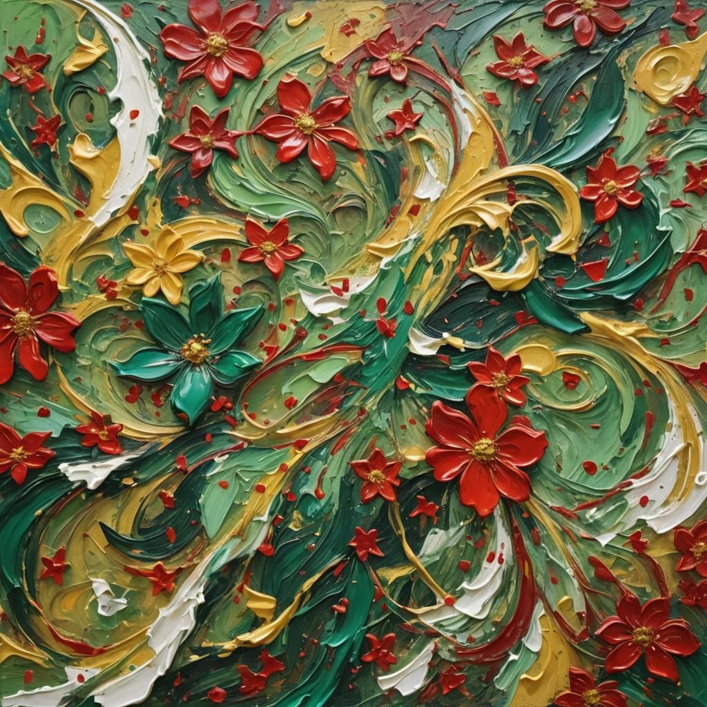 Abstract Expressionism: Vibrant Floral Impasto Painting