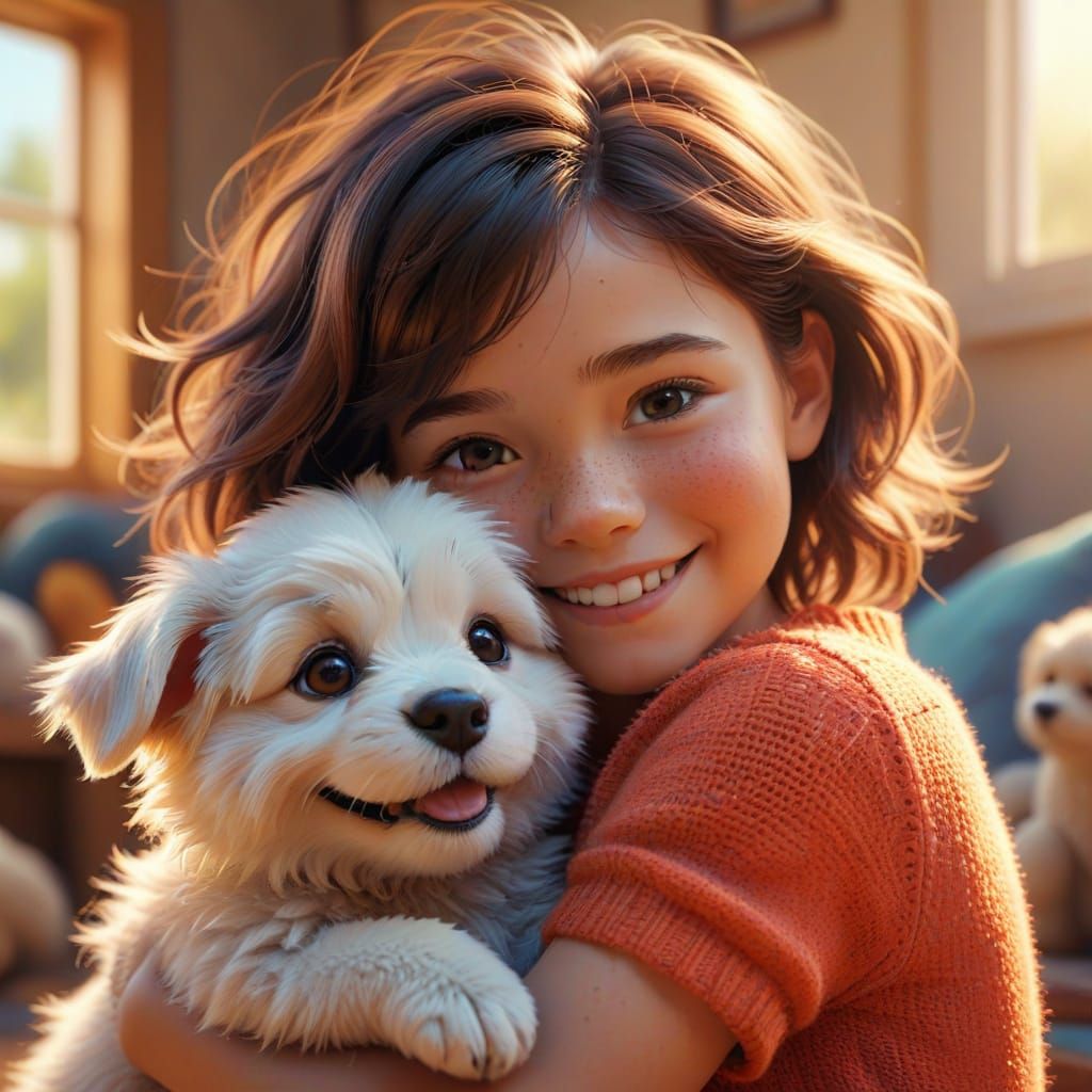 Joyful Childhood Moment in Vibrant Digital Art