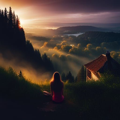 Divine Sunset Over Picturesque Village