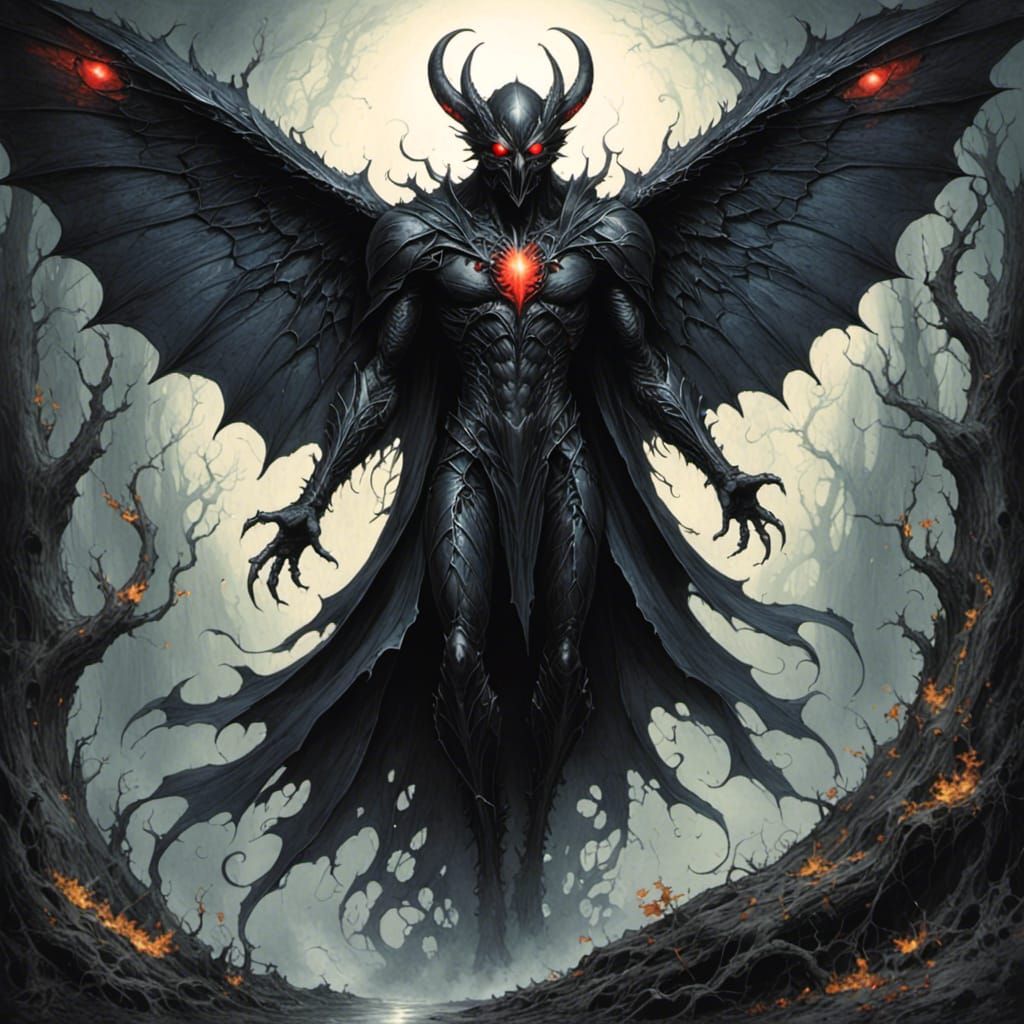 Spooky Mothman Sketch Art