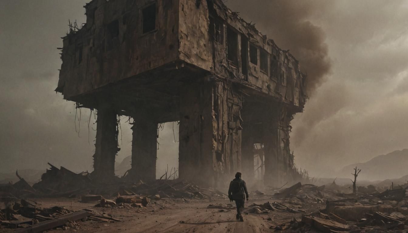 A Bearded Man Amidst a Ruined Landscape