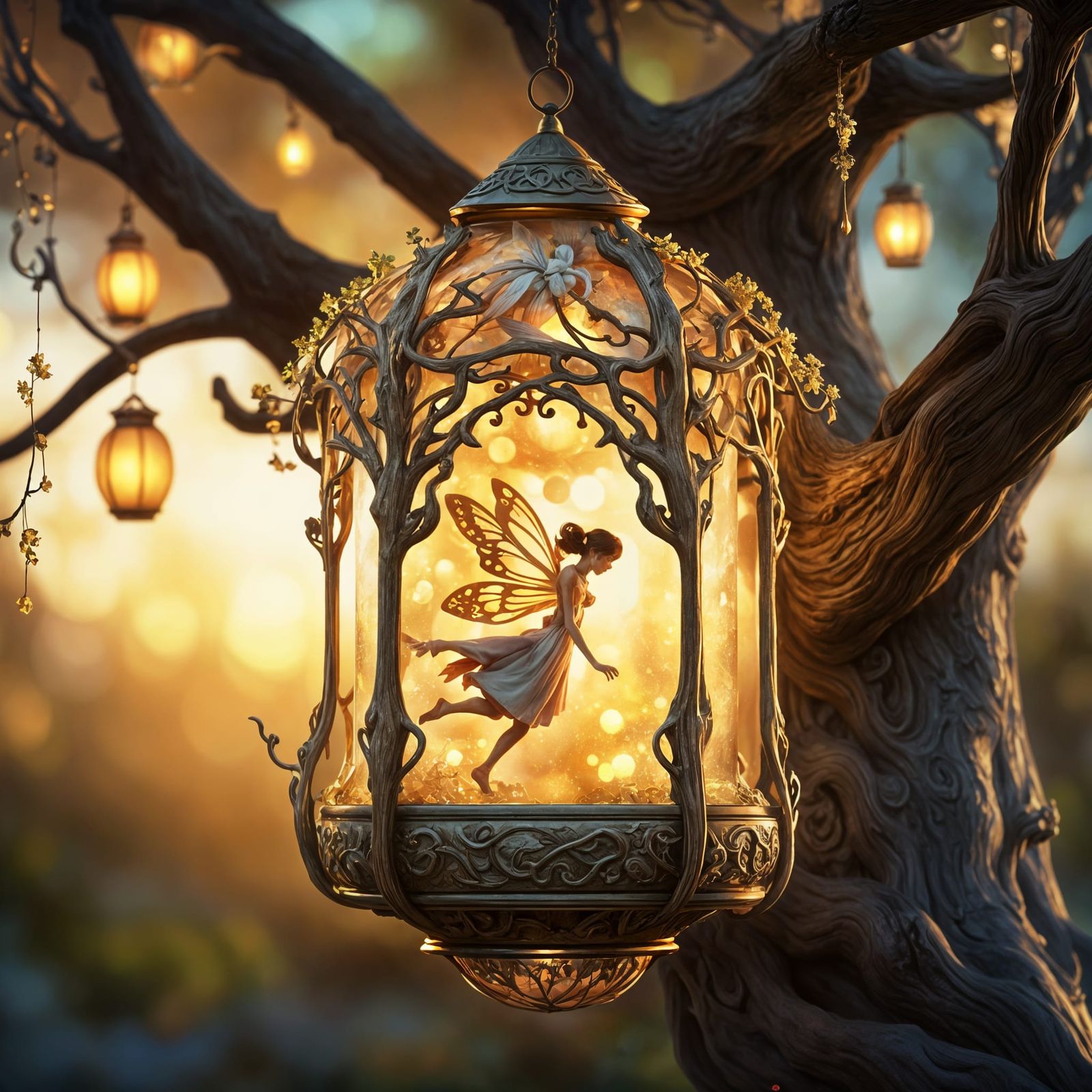 Magical Lantern with Fairy: 3D Anime Art