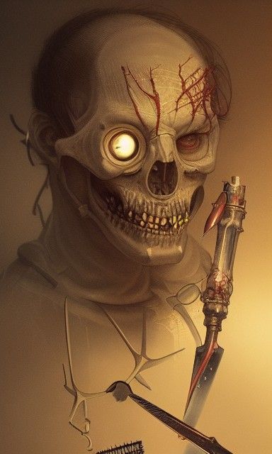 Evil Surgeon Portrait in Horror Art Style