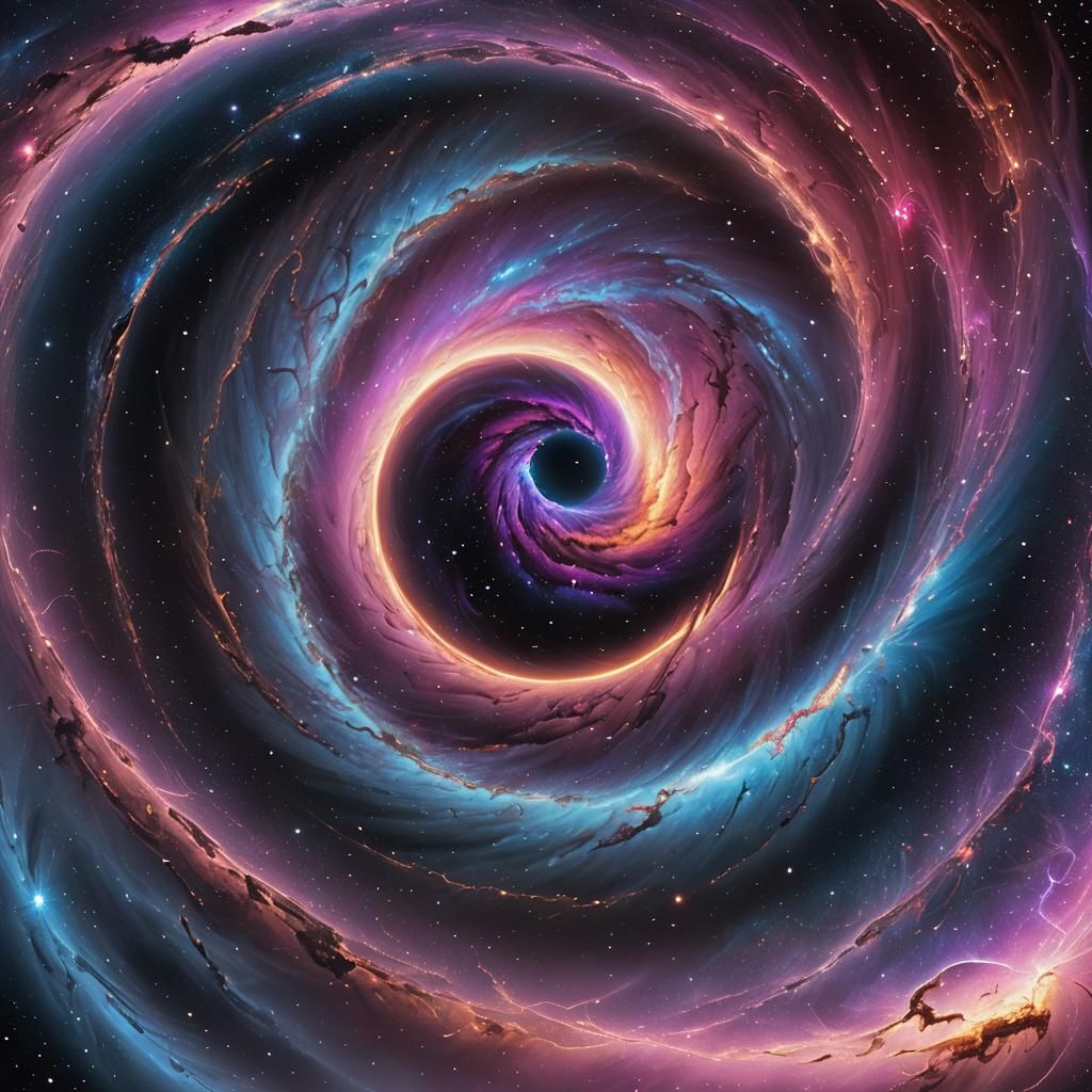 Swirling Black Hole Emitting Lights in Space